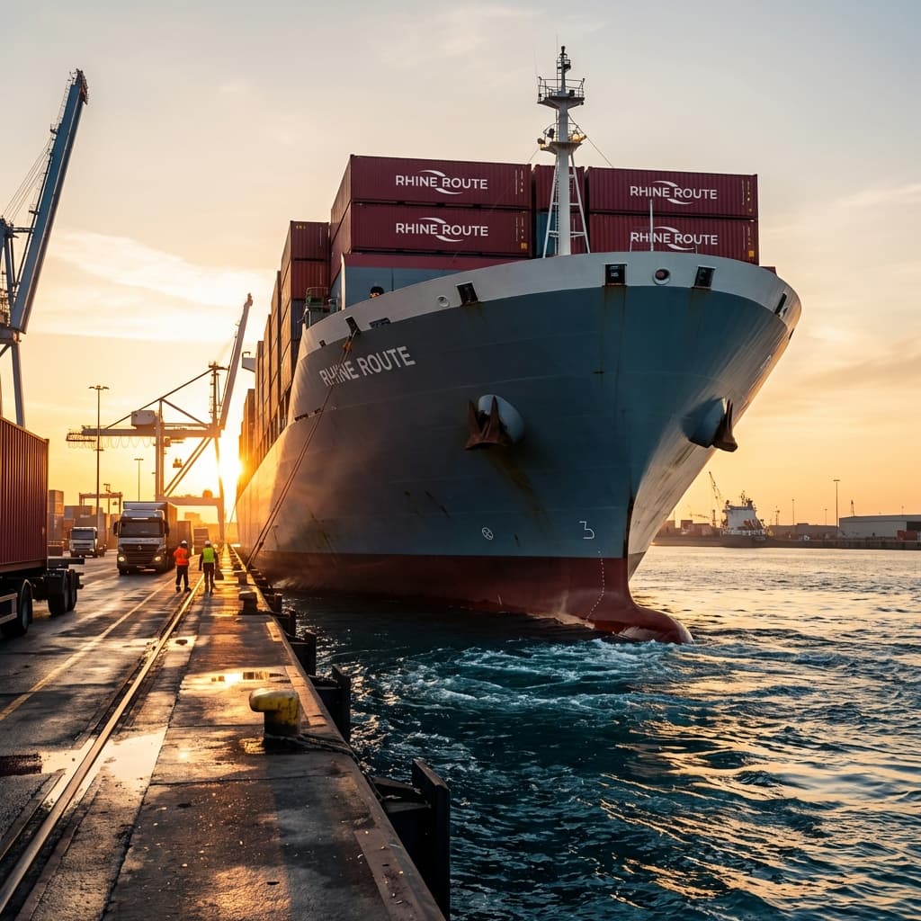 Ocean Cargo Ship Leaving Port